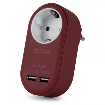 ENTAC Αντάπτορας Επιτοίχιας Πρίζας με 2x USB-A Βυσσινί