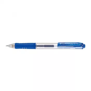 Pentel Hybrid Gel Grip Ανασυρόμενο στυλό gel - Μπλε μελάνι - 0,7 mm Μεσαία μύτη - Μεταλλικό κλιπ - Διαφανές μπλε σώμα