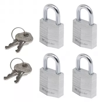 Master Lock 9120EURQNOPCC Επενδεδυμένο λουκέτο ασφαλείας από χάλυβα 4 τεμ. με ίδιο κλειδί Πλάτος σώματος 20 mm