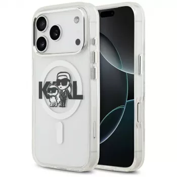 Karl Lagerfeld IML Glitter Karl & Choupette Sketch Logo MagSafe Θήκη για iPhone 17 Pro, Διάφανο