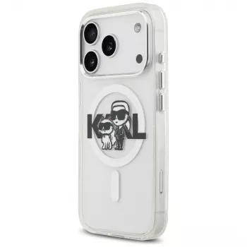 Karl Lagerfeld IML Glitter Karl & Choupette Sketch Logo MagSafe Θήκη για iPhone 17 Pro, Διάφανο