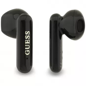 Guess 4G Metal Logo True Wireless Stereo Bluetooth Ακουστικά με Θήκη Φόρτισης (Μαύρο)