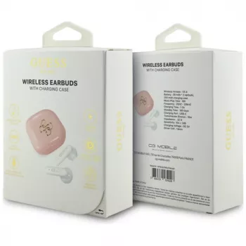 Guess 4G Metal Logo True Wireless Stereo Bluetooth 5.0 Ακουστικά με Θήκη Φόρτισης - Ροζ