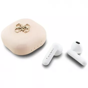 Guess 4G Metal Logo True Wireless Stereo Bluetooth 5.0 Ακουστικά με Θήκη Φόρτισης - Ροζ