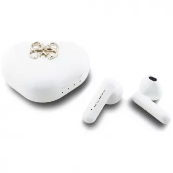 Guess 4G Metal Logo True Wireless Stereo Bluetooth Ακουστικά με Θήκη Φόρτισης (Λευκό)