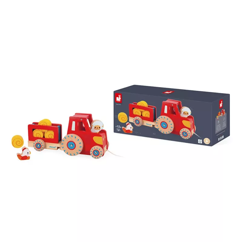 Janod Farm Tractor Παιχνίδι με Σχοινί