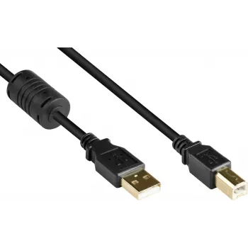 GoodConnections Καλώδιο USB 2.0 USB Type-A σε USB Type-B με Πυρήνα Ferrite, επιχρυσωμένο, μαύρο, 5m (GC-M0083)