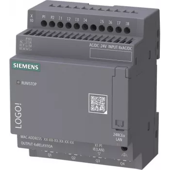 Siemens LOGO! 24 RCEo 6ED1052-2HB08-0BA3 μονάδα λογικής, 24V AC/DC, 8 DI/4 AI/4 DQ ρελέ, χωρίς οθόνη, Ethernet