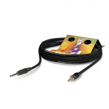 Sommer Cable Club Series MKII καλώδιο patch/insert, 2 x 0,34 mm², βύσμα στερεοφωνικού jack 6,3 mm σε βύσμα mini jack στερεοφωνικού 3,5 mm, HICON, μαύρο, 0,25 m (CS63-0025-SW)