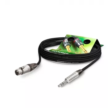 Sommer Cable Stage 22 Highflex καλώδιο μικροφώνου, 2 x 0,22 mm², υποδοχή XLR 3 ακίδων σε βύσμα στερεοφωνικού jack 6,3 mm, NEUTRIK, μαύρο, 5 m (SGN5-0500-SW)