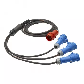 Sommer Cable Titanex Καλώδιο διακλάδωσης ρεύματος, βύσμα CEE αρσενικό 16A 5 ακίδων σε 3x υποδοχή CEE θηλυκή 16A 3 ακίδων, H07RN-F 5 x 2,5 mm², MENNEKES, μαύρο, 5 m (GSH4-525H0500)
