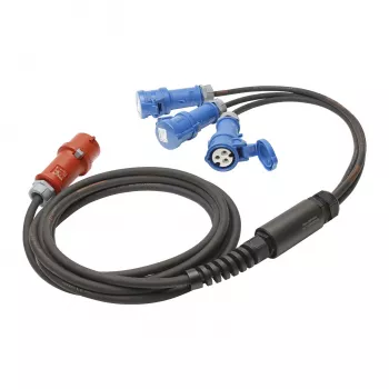 Sommer Cable Titanex Καλώδιο διακλάδωσης ρεύματος, βύσμα CEE αρσενικό 16A 5 ακίδων σε 3x υποδοχή CEE θηλυκή 16A 3 ακίδων, H07RN-F 5 x 2,5 mm², MENNEKES, μαύρο, 5 m (GSH4-525H0500)