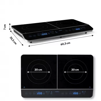 MEDION LIFE διπλή επαγωγική εστία MD 15324 (μαύρο, 3500 Watt, 2x Ø 20 cm)