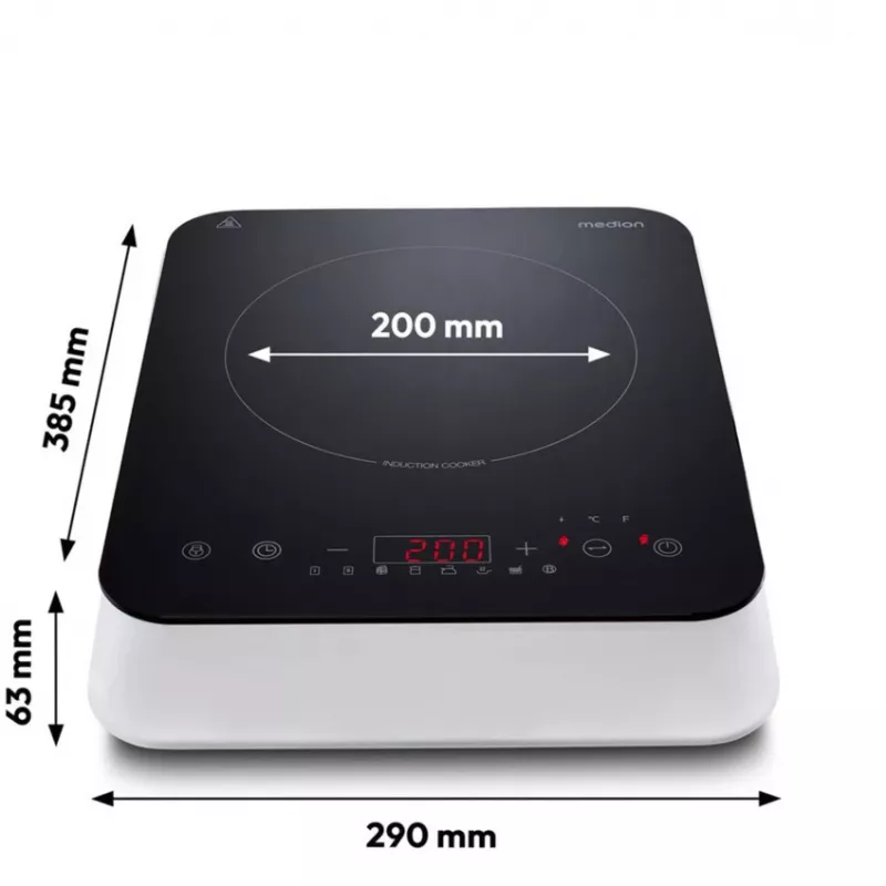 MEDION LIFE επαγωγική εστία MD 18490 (μαύρο/λευκό, 2000 Watt)