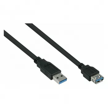KABELMEISTER καλώδιο επέκτασης USB 3.0, βύσμα αρσενικό Type-A σε υποδοχή θηλυκή, 0,5 m, μαύρο