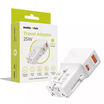 Mobile Origin Ταξιδιωτικός Αντάπτορας 25W EU/US/UK/AU, Λευκό