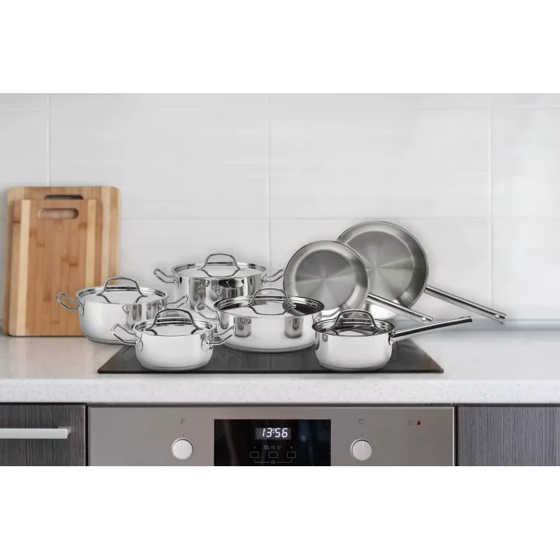 ELLE Home Σετ κατσαρολών και τηγανιών από ανοξείδωτο χάλυβα 12 τεμ. ECCS200412A