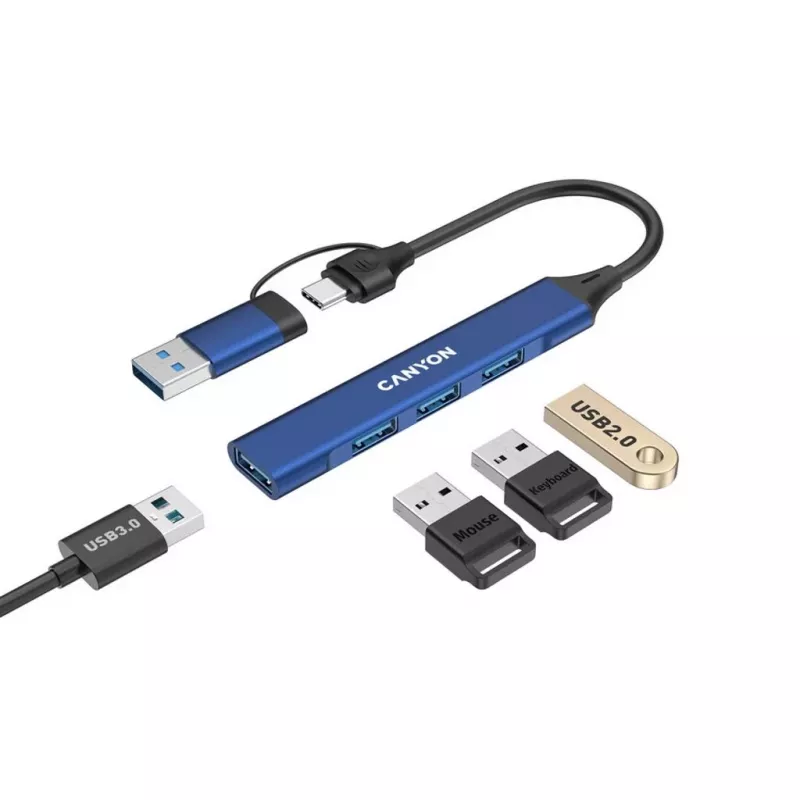 CANYON DS-02 4-in-1 Hub USB-A/C Μπλε