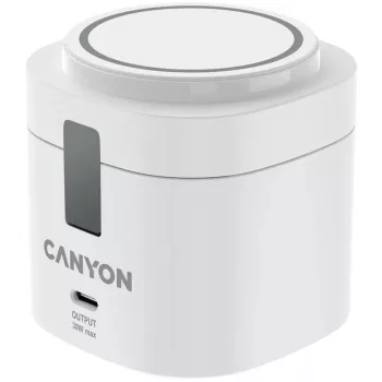 Canyon Ασύρματη Βάση Φόρτισης 4 σε 1, 30W max, Διαστάσεις: 70x70x70,3mm, Βάρος: 414g, με καλώδιο 1M, λευκό