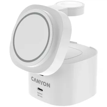 Canyon Ασύρματη Βάση Φόρτισης 4 σε 1, 30W max, Διαστάσεις: 70x70x70,3mm, Βάρος: 414g, με καλώδιο 1M, λευκό