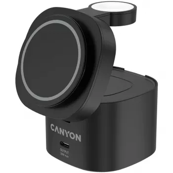 Canyon Ασύρματη Βάση Φόρτισης 4 σε 1, 30W max, Διαστάσεις: 70x70x70,3mm, Βάρος: 414g, με καλώδιο 1M, μαύρο