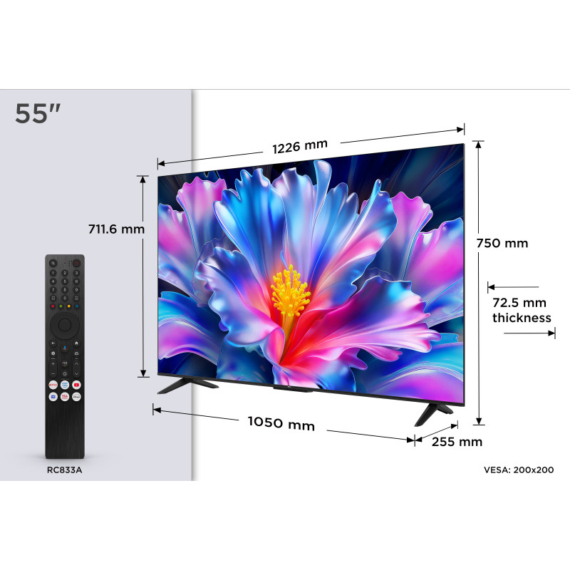 TCL 55P6L 55 inch 4K UHD LED Smart TV με Android TV, HDR10, HLG, Dolby Audio, Wi-Fi, Bluetooth