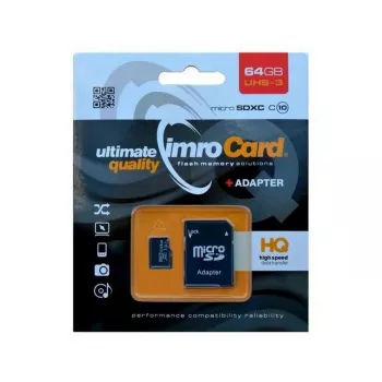 Imro microSDXC 64GB Κάρτα μνήμης + SD-Adapter UHS-I U3 V30