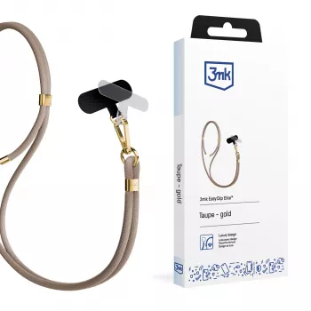 3mk EasyClip Elite λουράκι λαιμού κινητού, νάιλον/κράμα ψευδαργύρου, Taupe (Gold)
