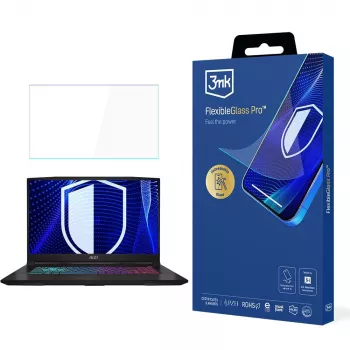 3MK PROTECTION FlexibleGlass Pro μεμβράνη προστασίας οθόνης για φορητό υπολογιστή MSI Katana 17,3 inch (έως 19 inch) - υβριδικό γυαλί 0,3 mm, σκληρότητα 7H, anti-fingerprint, χωρίς φυσαλίδες