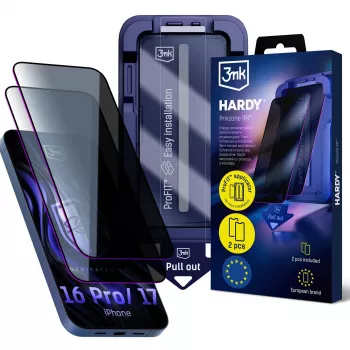 3MK PROTECTION Hardy Privzone 9H Μεμβράνη Προστασίας Οθόνης Απορρήτου για Apple iPhone 16 Pro / iPhone 17