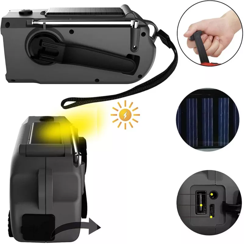 MOZOS ER-01 Ηλιακό δυναμό ραδιόφωνο AM/FM 5000 mAh