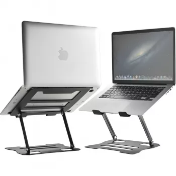 MOZOS N2-BK Εργονομική Βάση Laptop - Μαύρη, Ρυθμιζόμενο Ύψος, Πτυσσόμενη, Αλουμίνιο