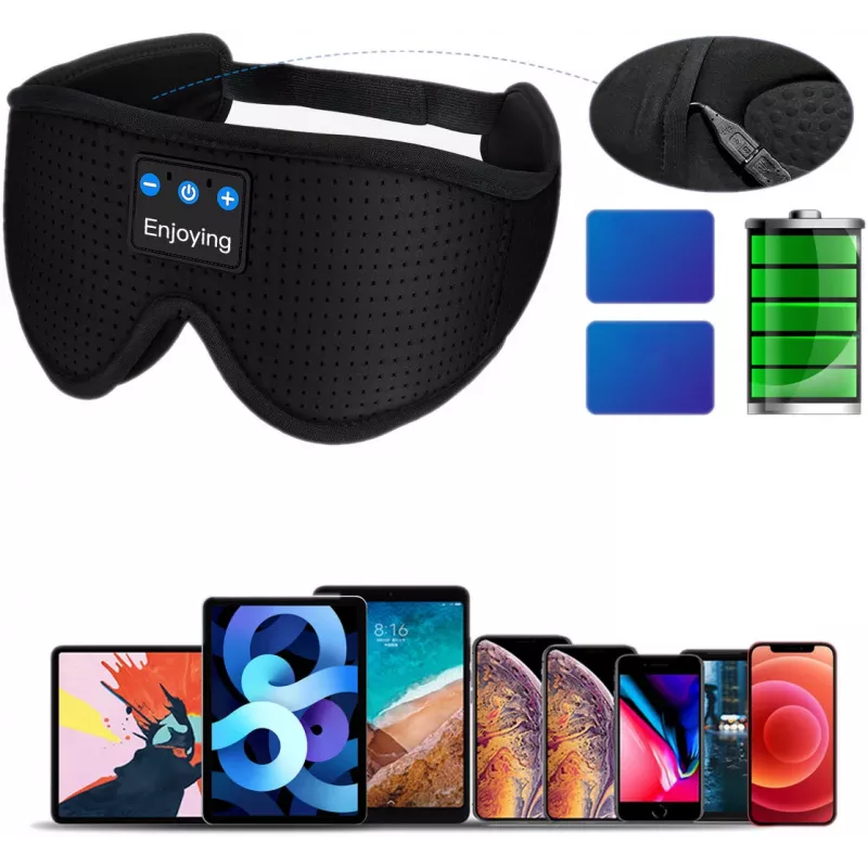 MOZOS LC001-V2 Μάσκα Ύπνου Bluetooth με Στερεοφωνικά Ηχεία, Μαύρη
