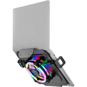 MOZOS LP-RGB Πλατφόρμα laptop για βάσεις γραφείου, VESA 75x75/100x100, Μαύρο, φωτισμός RGB