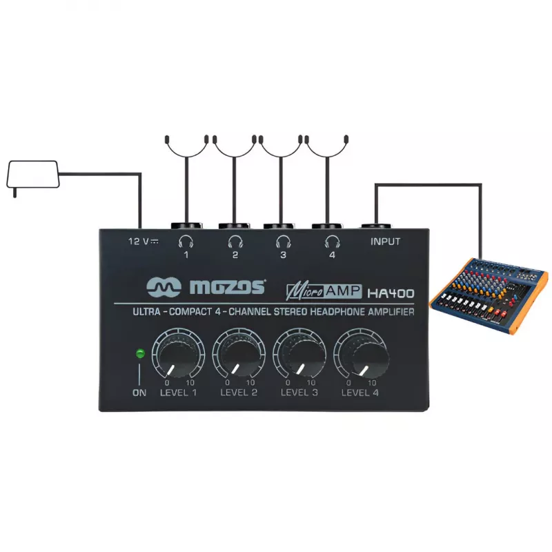 MOZOS HA400 4-Κανάλι Stereo Ενισχυτής Ακουστικών