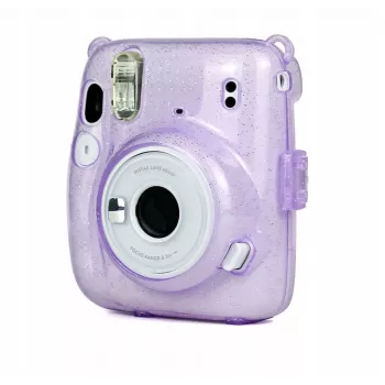 LOVEINSTANT Προστατευτική θήκη για Fujifilm Instax Mini 11 - Διαφανές Μωβ Glitter