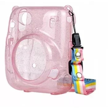 LOVEINSTANT Προστατευτική θήκη για Fujifilm Instax Mini 11 - Διαφανές Pink με Glitter