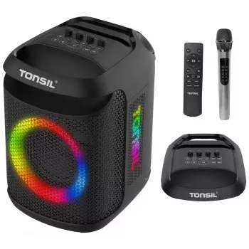 Tonsil Party Dance 800 Φορητό ηχείο πάρτι Bluetooth με Karaoke, Disco-LED, 80 W RMS, 2x8 inch γούφερ, Μαύρο