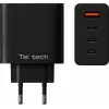 Teltech GaN Φορτιστής USB / 3x USB-C 100W QC PD Μαύρος TCH-08