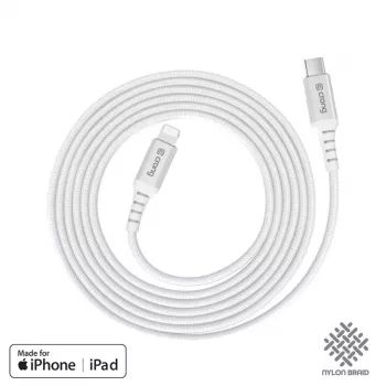 Crong Armor Link Καλώδιο USB-C σε Lightning Ταχείας Φόρτισης MFi 150cm Λευκό