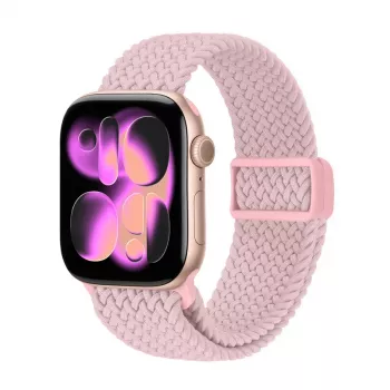 Crong Wave Band Πλεκτό Νάιλον Solo Loop για Apple Watch 38/40/41/42 mm Ροζ