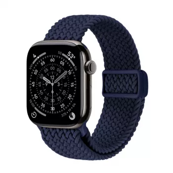 Crong Wave Band Πλεκτό Νάιλον Solo Loop για Apple Watch 44/45/46/49 mm (Navy Blue)