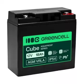 Greencell AGM VRLA 12V 18Ah Μπαταρία χωρίς συντήρηση για ταμειακές μηχανές, παιχνίδι, κάμερες (181x77x167mm)