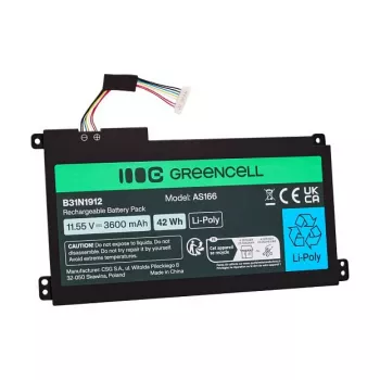 Green Cell Μπαταρία για ASUS C31N1912 / B31N1912, 3 κυψελών, 42Wh, 11,55V, Li-Ion Polymer, Μαύρο