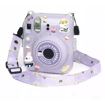 LOVEINSTANT Θήκη για Fujifilm Instax Mini 12 - Σχέδιο Sweet Rabbit με αυτοκόλλητα