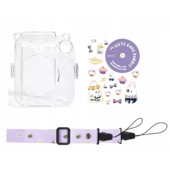 LOVEINSTANT Θήκη για Fujifilm Instax Mini 12 - Σχέδιο Sweet Rabbit με αυτοκόλλητα