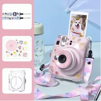 LOVEINSTANT Θήκη για Fujifilm Instax Mini 12 με αυτοκόλλητα - Yogurt Rabbit