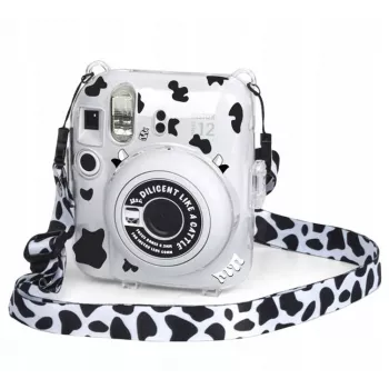 LOVEINSTANT Θήκη για Fujifilm Instax Mini 12 με αυτοκόλλητα - Σχέδιο αγελάδας