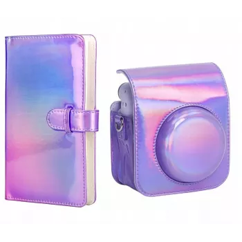LOVEINSTANT Θήκη για Fujifilm Instax Mini 12 + Άλμπουμ φωτογραφιών για 96 φωτογραφίες / Sparkle Purple