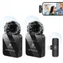 PULUZ PU647B 2x Ασύρματο μικρόφωνο Lavalier για iPhone Lightning